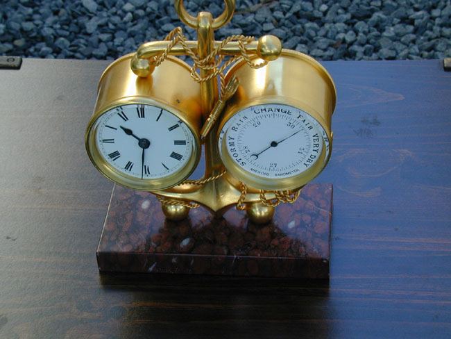 A Late 19th Century Antique Clock and Barometer on a Marble Base  Circa 1880-1890 — image 2